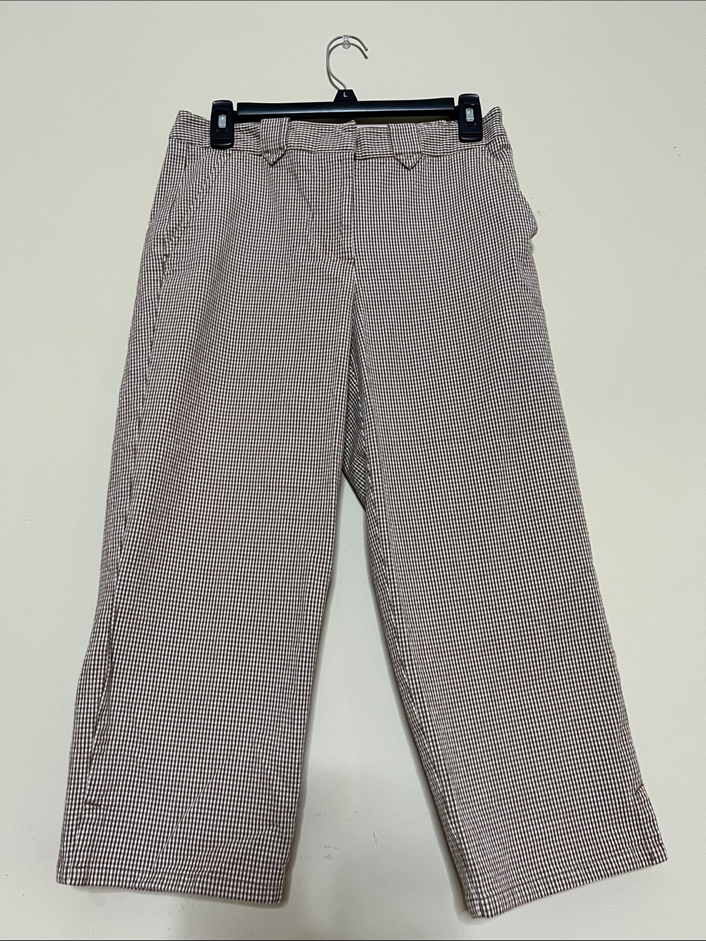 🥥🥓🦃🥔Villager Cropped Houndstooth Pattern Pants - Brown & White
